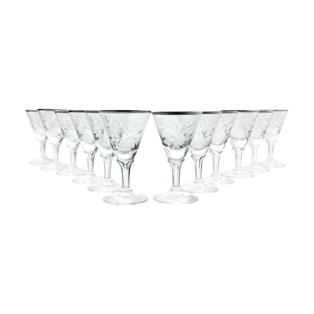 Fostoria “Bridal Belle” Set of 12 Cordial Liquor Sipper Glasses 3” 1oz